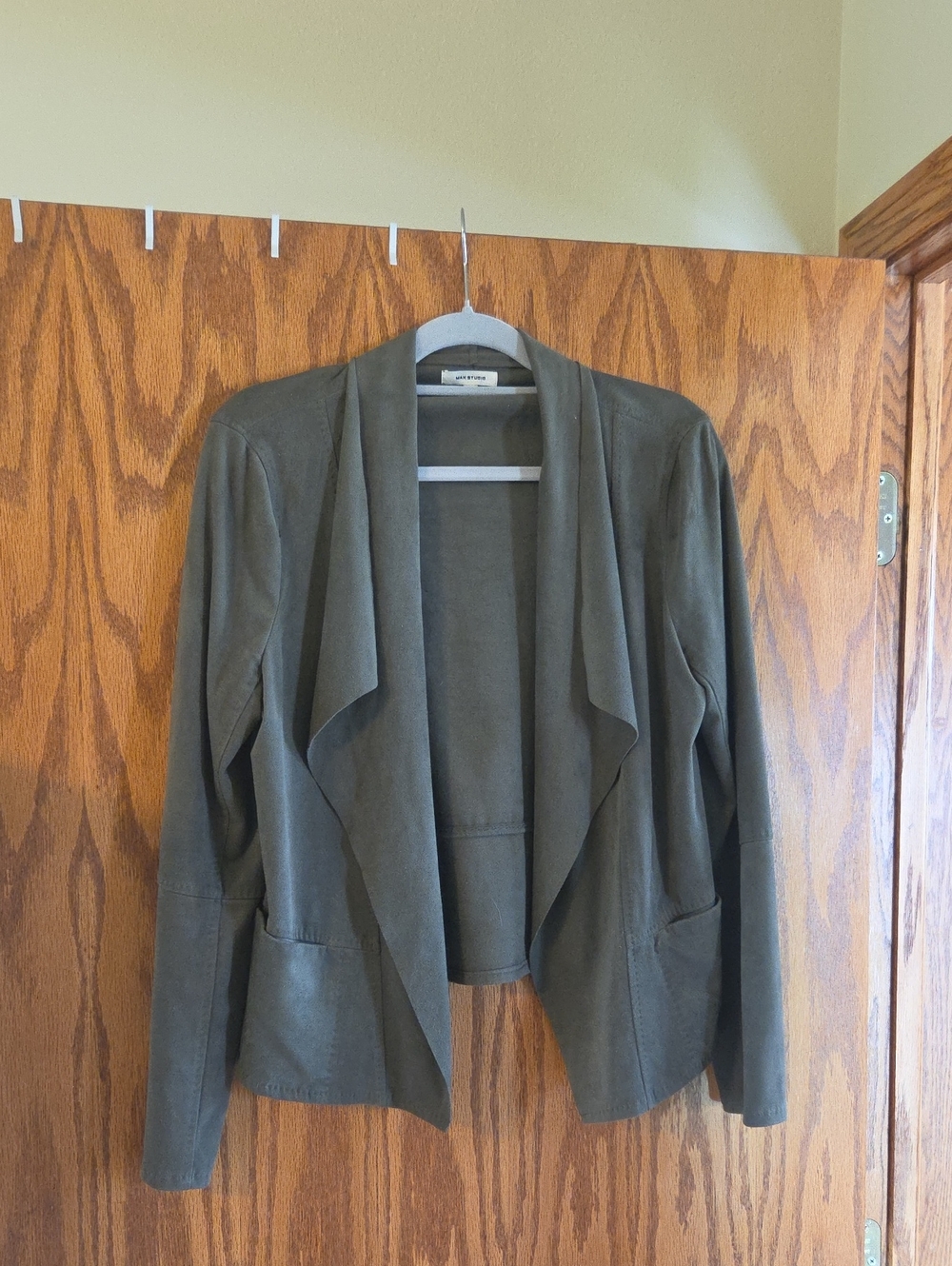 Max Studio Olive Green Drape Front Blazer